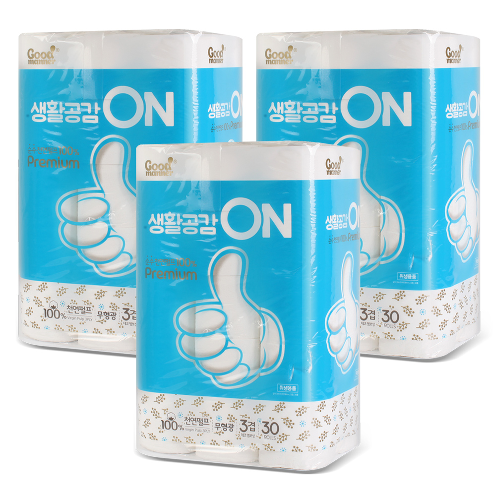 [행복S&P제지] 굿매너 생활공감온 휴지(화장지) 30M 30롤×3EA