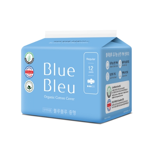 [블루블루] 유기농 순면커버 중형 생리대 12p x 10팩