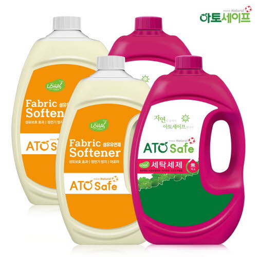 아토세이프 액상 세제 2.5L 2개+유연제 후리지아향 2.5L 2개