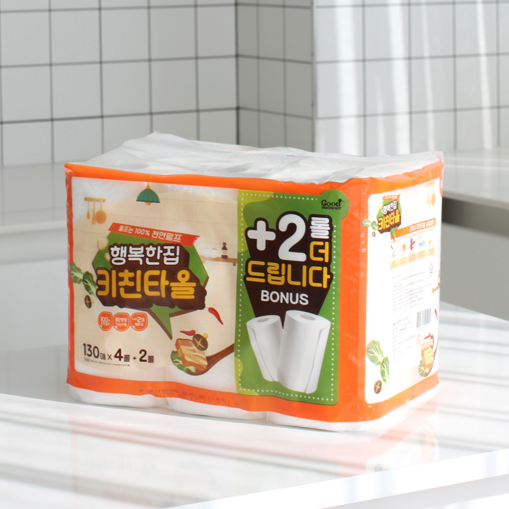 [행복S&P제지] 행복한집 키친타올 130매×6롤_2개