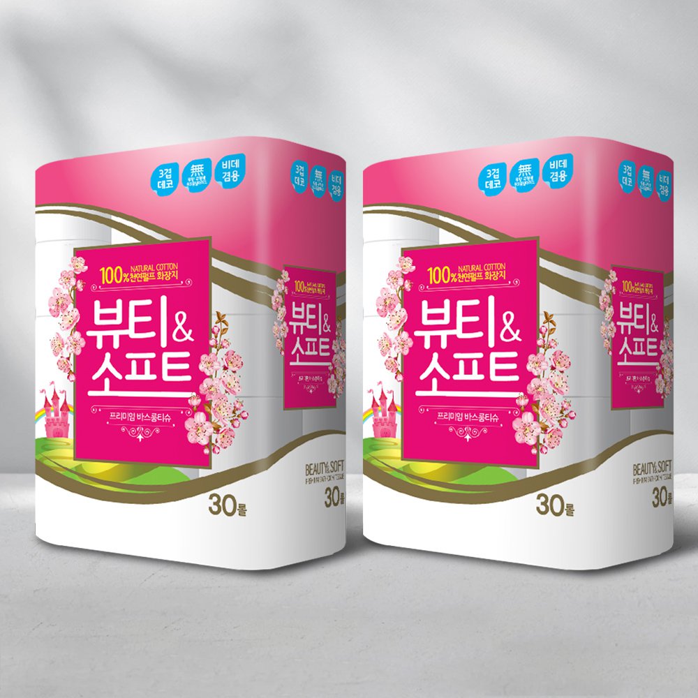 [행복에스앤피제지] 뷰티앤소프트 휴지 /3겹 30M 30롤×2EA