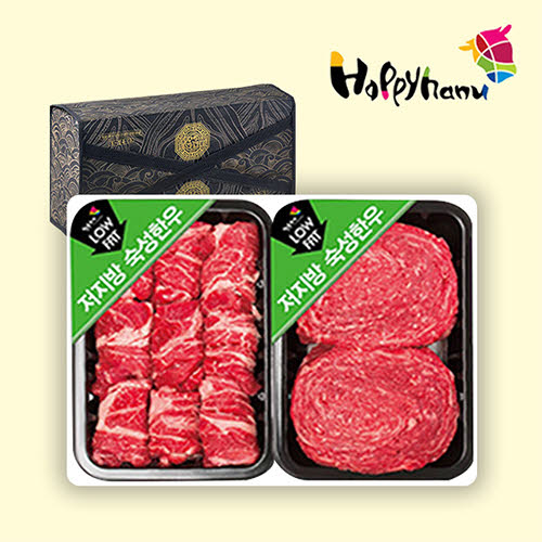 [김상준한우] 행복하누 저지방한우 한마음 선물세트 2호, 2~3등급(구이모둠500g,불고기500g)