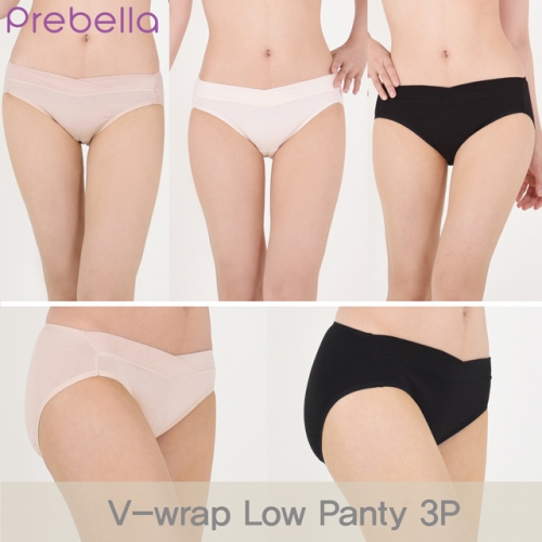 [프레벨라] 브이랩 로우 임부용 면팬티 3매입 (사이즈 110호, 4color중 택)