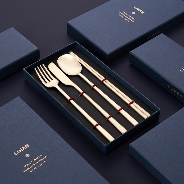 [한국도자기리빙] 노아 유기 양식기 퓨전 4종세트(숟가락+젓가락+포크+나이프)