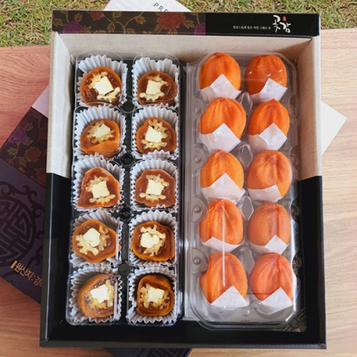 [천년빛곶감] 선물용 말이 혼합 20구 곶감선물세트 (치즈호두말이 1팩 + 반건시 1팩)