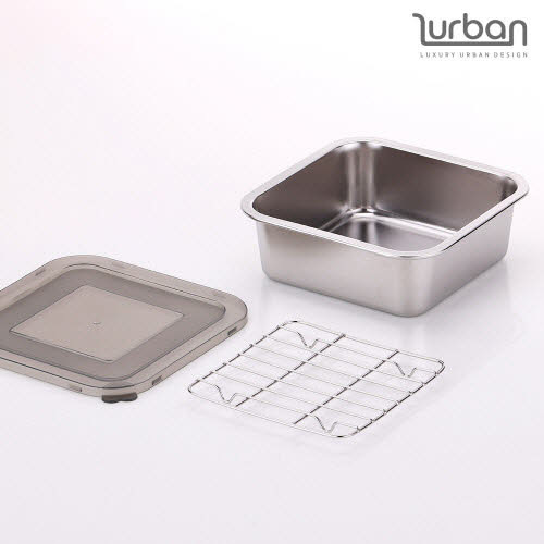 [쉬젤] 러반 스테인레스 스퀘어밧드3PCS-(S)밧드본체-16cm/커버/와이어랙