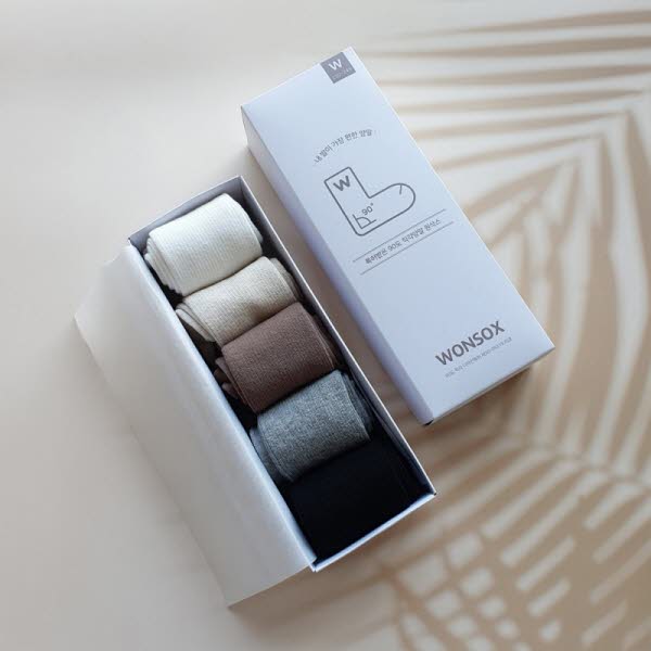 [원삭스] 남자 직각양말 링클프리 골지 장목 5족 선물세트 W141