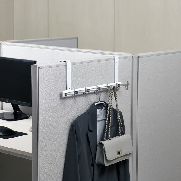 [웰렉스] 무타공 다용도걸이 책상 칸막이 파티션 옷걸이 후크 행거 PJ607(레일60cm/옷걸이7개)