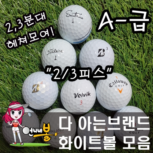 [언니네볼] 로스트볼 19) 다 아는브랜드 2/3피스 화이트볼 혼합 (A- 50알)