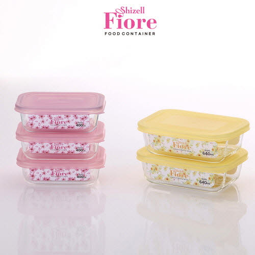 [쉬젤] 피오레 내열용기 직사각5종세트(직사각400ml*3ea+640ml*2ea)