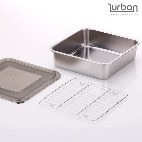 [쉬젤] 러반 스테인레스 스퀘어밧드3PCS-(L)밧드본체-24cm/커버/와이어랙