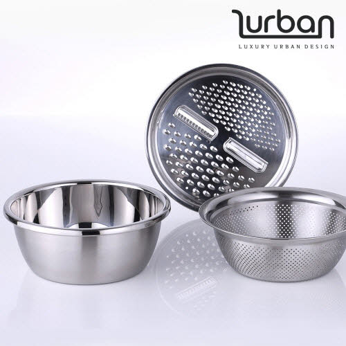 [쉬젤] 러반 올인원 채칼타공볼 3종세트_타공볼26cm/믹싱볼26cm/채칼