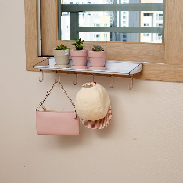 [웰렉스] 무타공 창문 창틀 선반 화분선반 다육이선반 창틀선반고리 CS810 (선반80cm/고리10개)