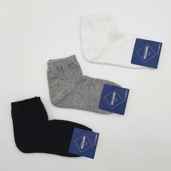 [원삭스] 여자 직각양말 마카롱 무채색 중목 세트 4족 W238