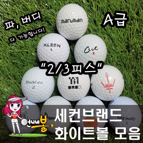[언니네볼] 로스트볼 15) 세컨브랜드 혼합 2/3피스 화이트볼 혼합 (A 80알)