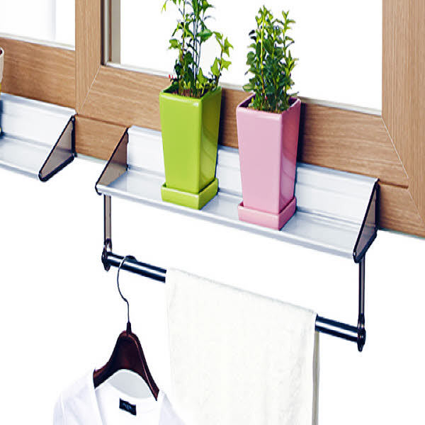 [웰렉스] 무타공 창문 창틀 선반 화분선반 다육이선반 창틀선반행거 CS801 (선반80cm/행거1개)