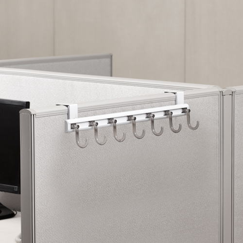 [웰렉스] 무타공 다용도걸이 책상 칸막이 파티션 옷고리 SHORT PU607(S) (레일60cm/옷고리7개)