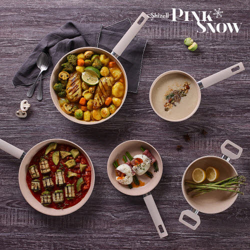 [쉬젤] 핑크스노우 IH 쿡웨어5종세트(20/28프라이팬/28궁중팬,18편수/20양수)