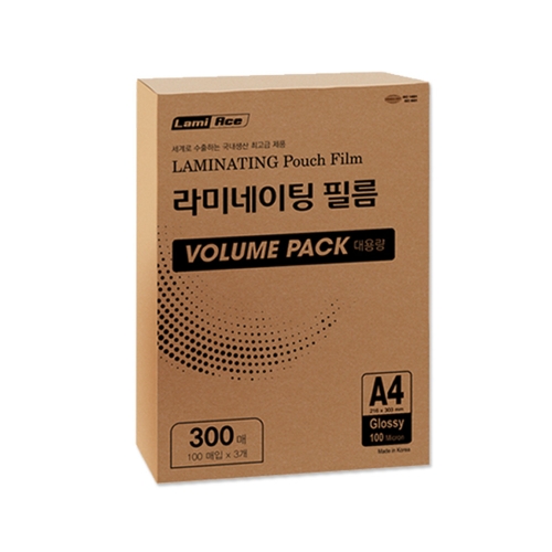 라미에이스 대용량 VOLUME PACK 라미네이팅필름 코팅필름 A4 100mic 300매