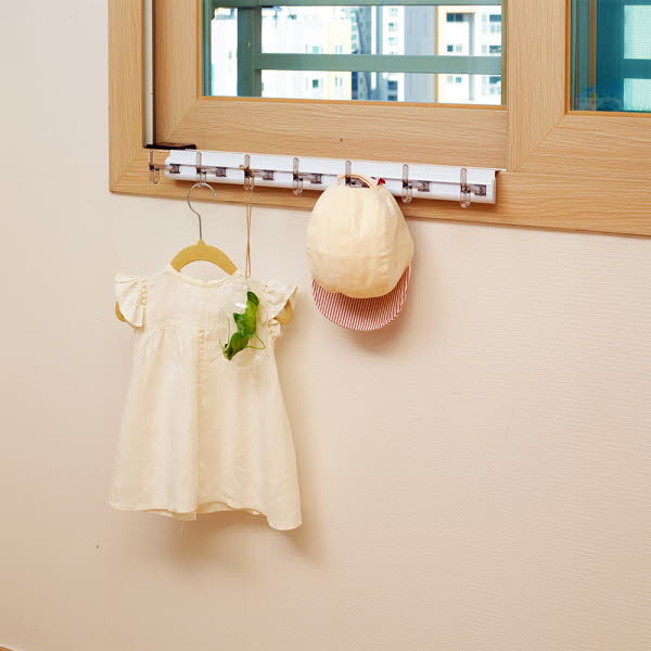 [웰렉스] 무타공 창문 후크 모자걸이 가방걸이 창틀 옷걸이 CJ304 (30cm/옷걸이4개)