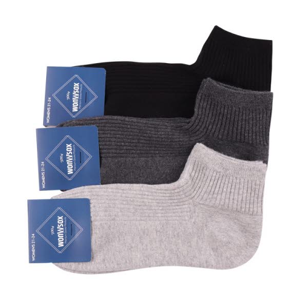 [원삭스] 여자 직각양말 골지 중목 3족 세트 W219