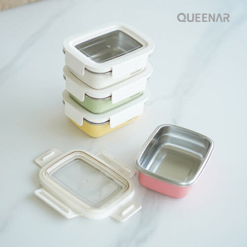 [퀸나] 파스텔 스텐 찬통 400ml_8P 세트(찬통4P+뚜껑4P) QN-S408P