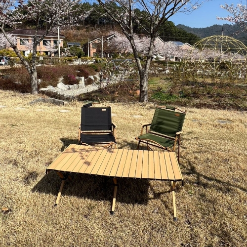 [캠프밸리] 알루미늄 우든롤 테이블 우드감성 캠핑테이블 123cm