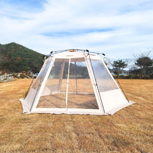 [캠프밸리] 원터치 투명쉘터 그늘막 오토헥사뷰(6각 장박 TPU)