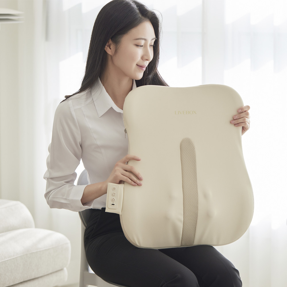 [라이브박스] 등 허리 꼬리뼈 충전식 온열 무선 의자 마사지기