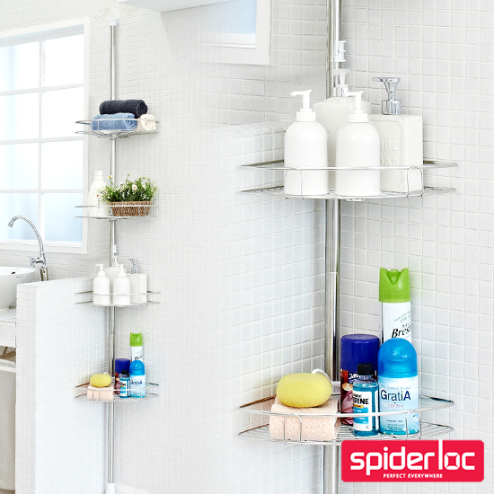 [스파이더락] 기둥식 욕실정리선반 코너 4단