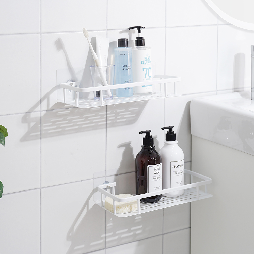 [스파이더락] 스마트 접착 알루미늄 일자/코너 욕실선반 2개입