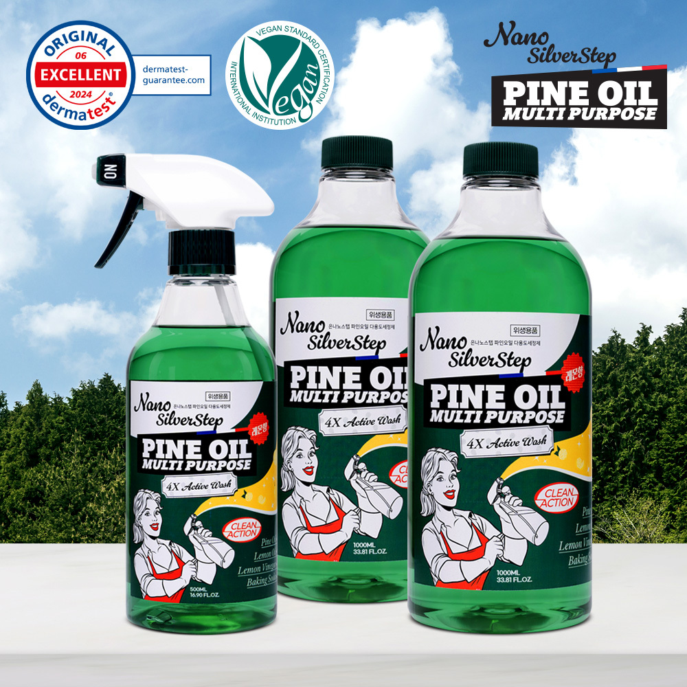 [은나노스텝] 파인오일 3종 다용도 세정제 본품 500ml + 리필 1000ml 2개