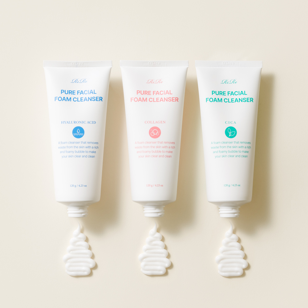 [리르] 보습강화 퓨어 페이셜 폼 클렌저 120g x 3개 (히알루론산/시카/콜라겐 1택)