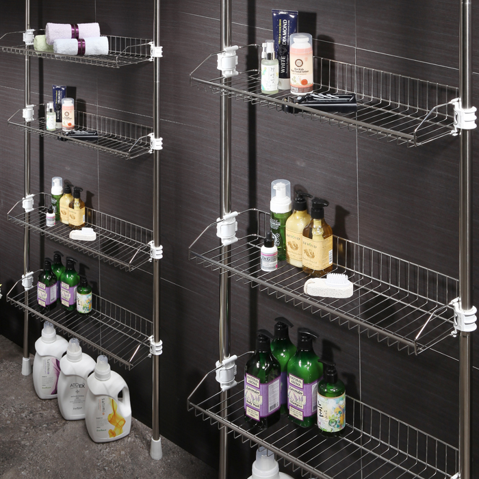 [스파이더락] 기둥식 욕실정리선반 4단600