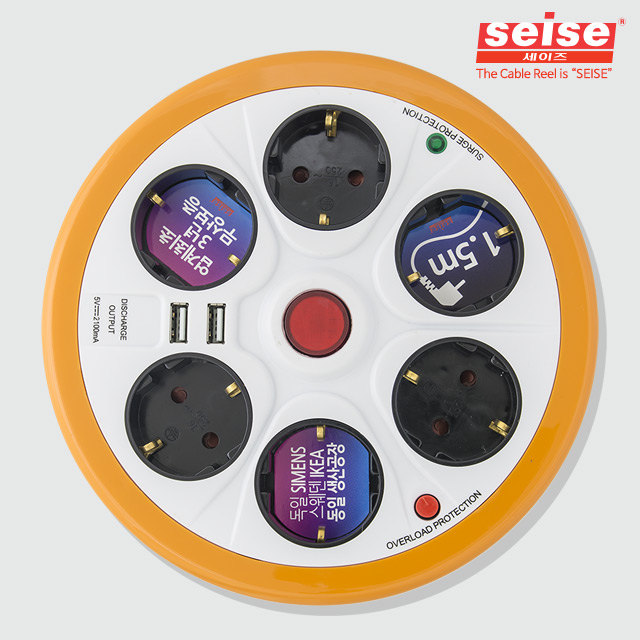 [세이즈] 써클탭 USB형 멀티탭 6구1.5미터 2포트