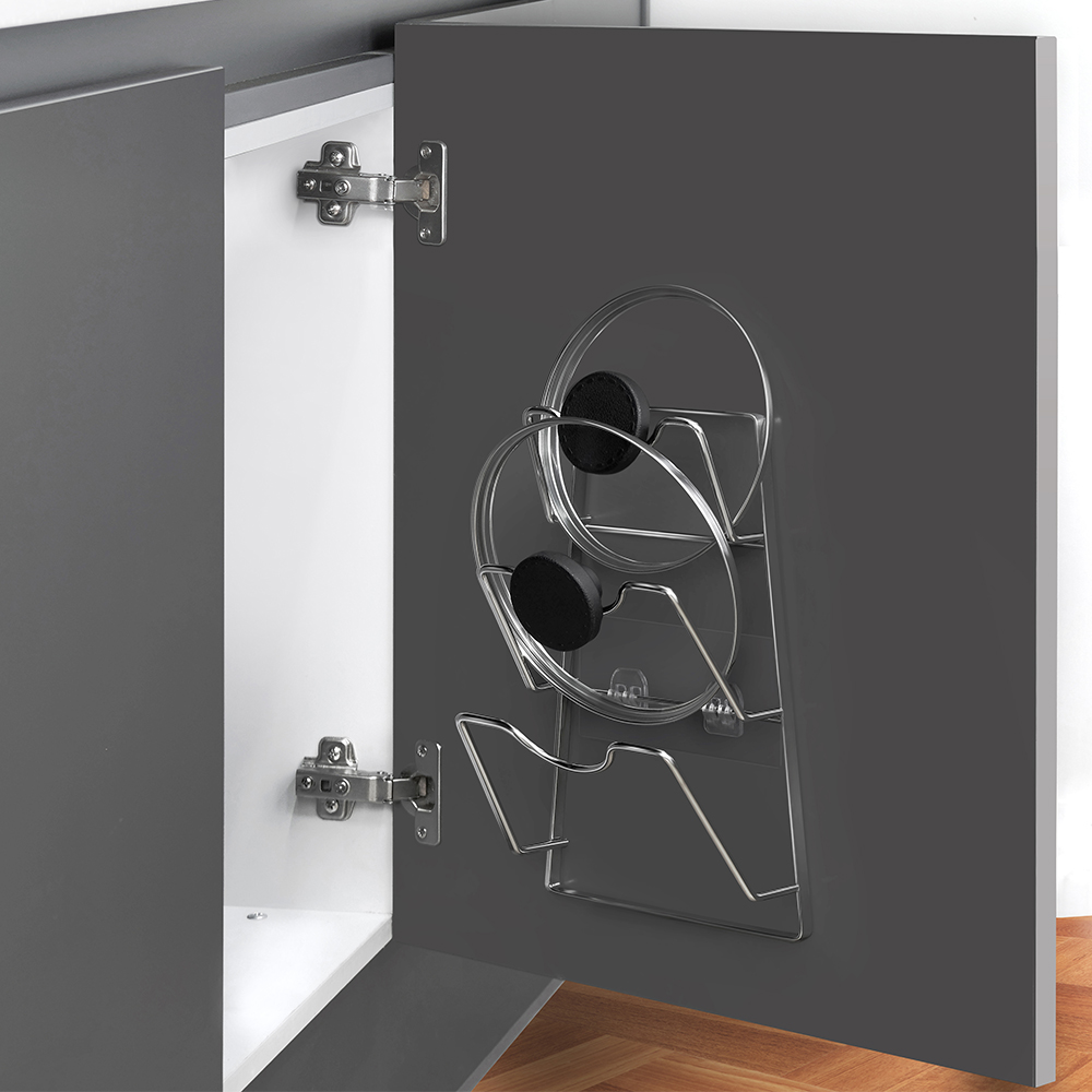 [스파이더락] 스마트 접착 주방 하부장 냄비뚜껑 거치대