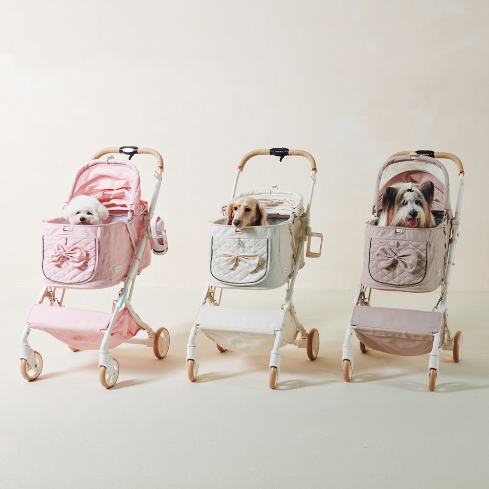 [마더스] 오토폴딩 강아지유모차 고양이유모차 리본유모차
