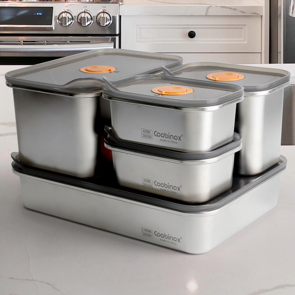 [쿠비녹스] 핑거락 스텐팩 5호-4 CO-50-99 /(420ml X2ea+900ml+2,100ml+2,400ml)