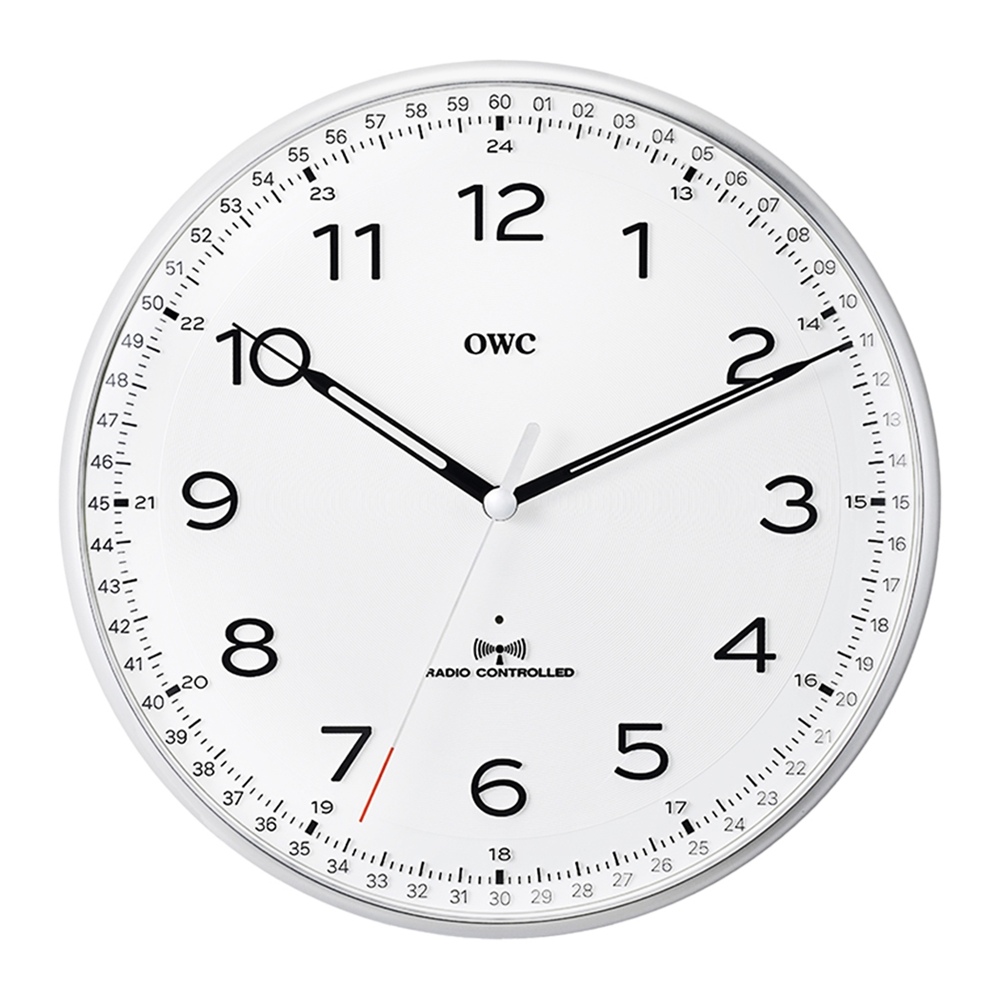 OWC 컴퍼스 RC 전파수신 벽시계 2종 (실버, 블랙)