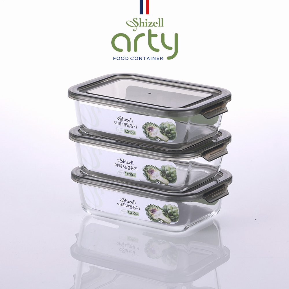 [쉬젤] 아티 내열용기 직사각3종세트(대_직사각1050ml×3EA)