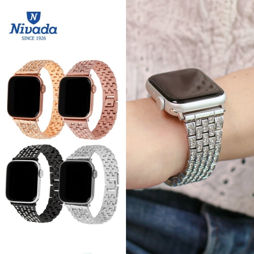 [니바다] 5009 애플워치 스트랩 큐빅 메탈밴드(38/40/41mm)_색상 택1