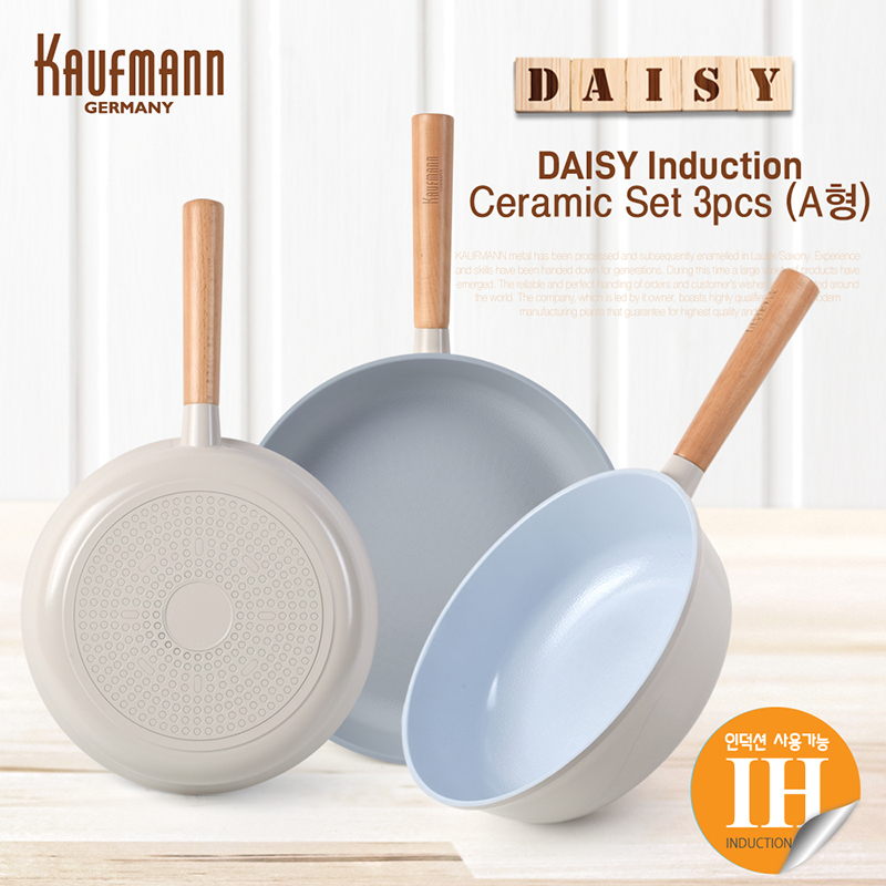 [카우프만] 데이지 인덕션 프라이팬 3P 세트(A형) KDIF-A3P