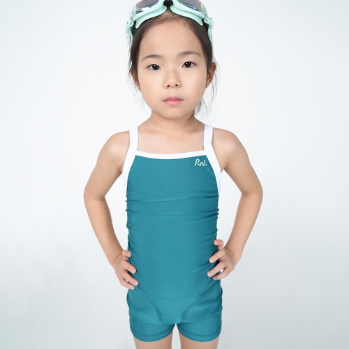 알앤엘 컬러플랩 여아 2부 실내 수영복 4(75)~10(90)까지 (포레스트그린)