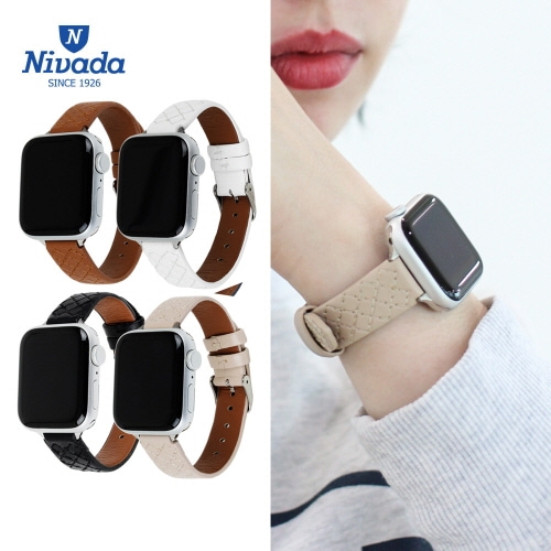 [니바다] 5015 애플워치 스트랩 다이아몬드패턴 가죽밴드(38/40/41mm)_색상 택1