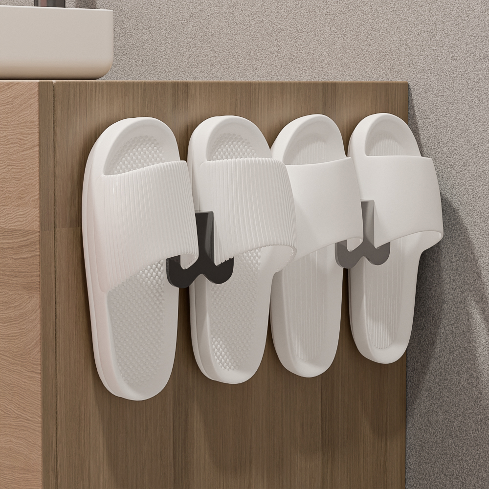 [오라플] 1+1 무타공 접착식 슬리퍼걸이 실내화 욕실화 거치대
