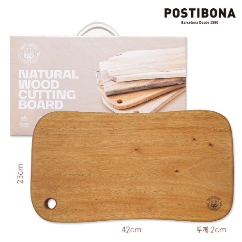 [포스티보나] 레온 마호가니 통원목도마 대(420×235×20mm)