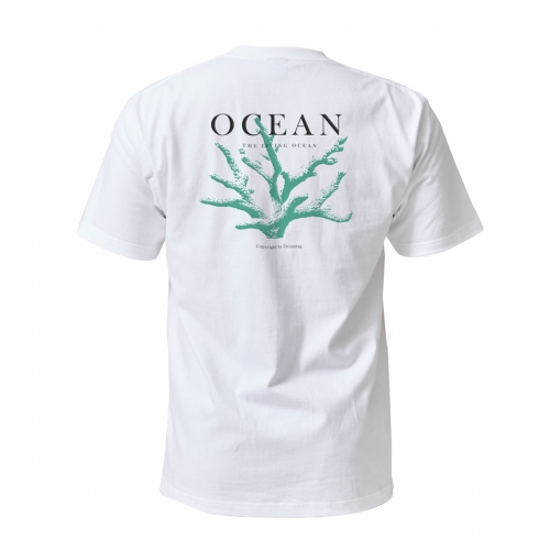 [오션테그] 14수 반팔 티셔츠 화이트 그린 코랄