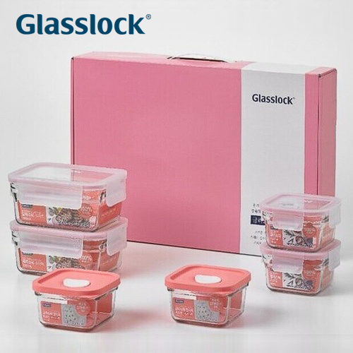 [글라스락] 스마트 혼합 6조 세트 (핑크)