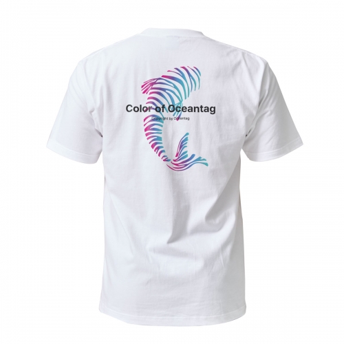 [오션테그] 14수 반팔 티셔츠 화이트 핑크 피쉬