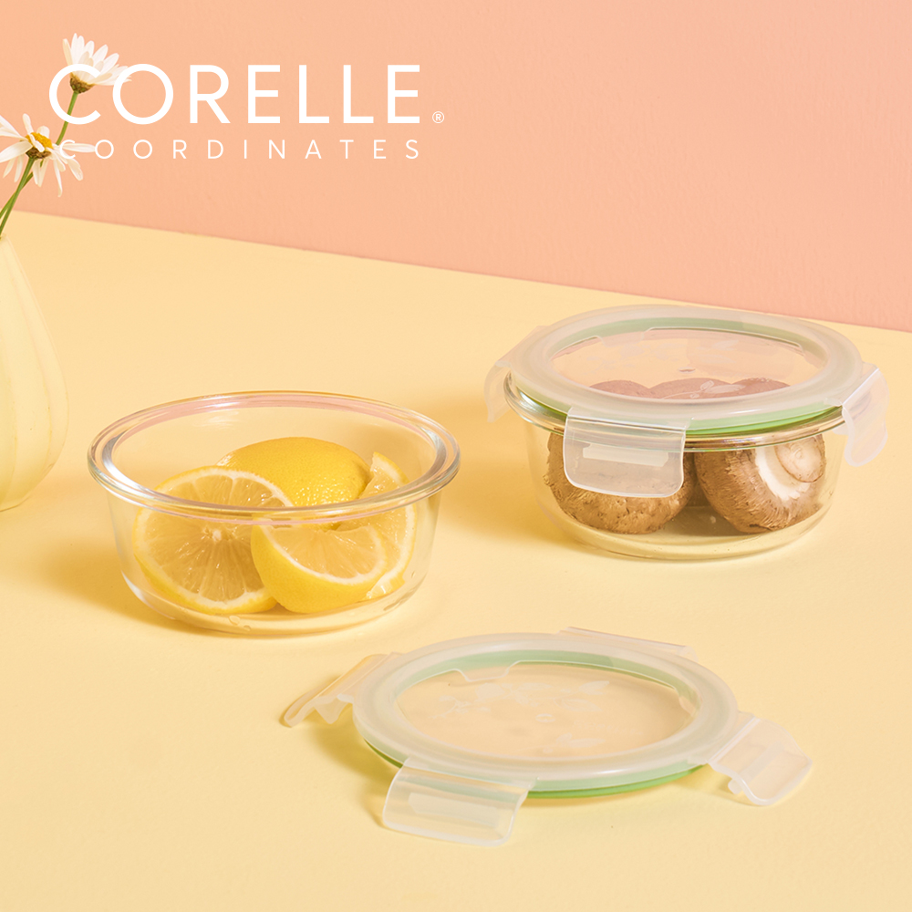 [코렐] 코디네이츠 브리즈 유리 밀폐용기 원형 2종_(원형400×2)